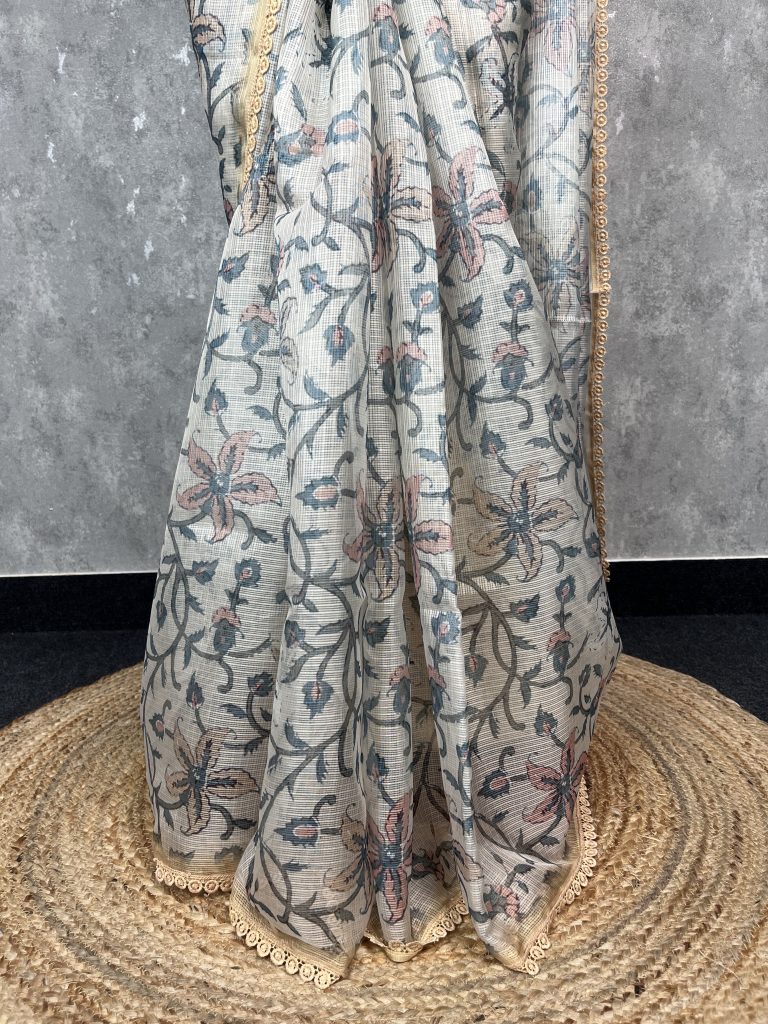 SEMI LINEN PRINTED SAREE - Image 3