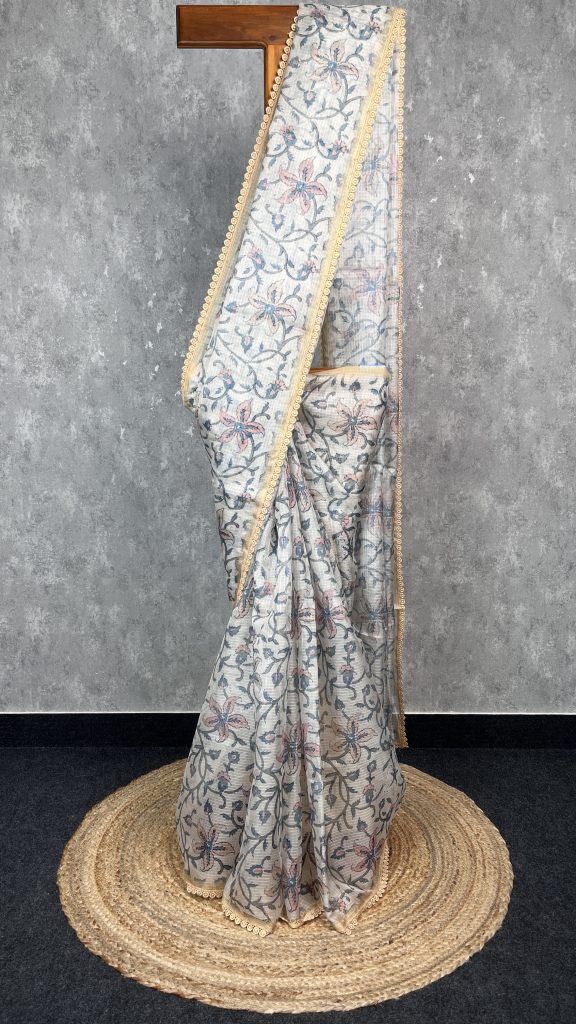 SEMI LINEN PRINTED SAREE