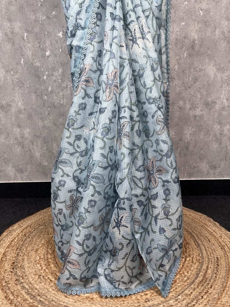 SEMI LINEN PRINTED SAREE - Image 3