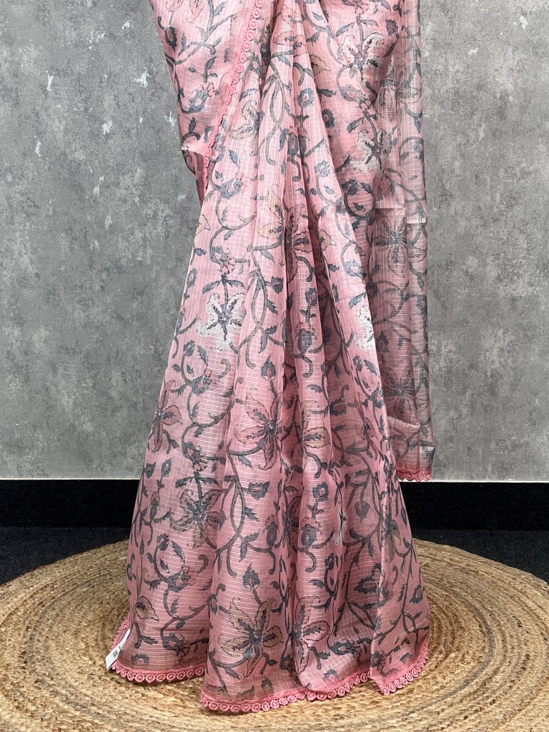 SEMI LINEN PRINTED SAREE - Image 3