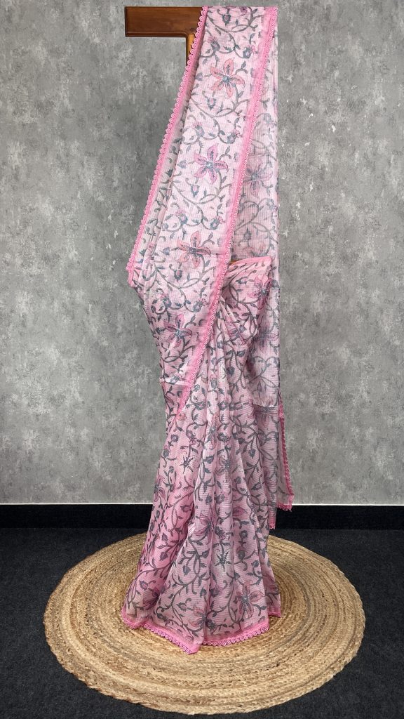 SEMI LINEN PRINTED SAREE