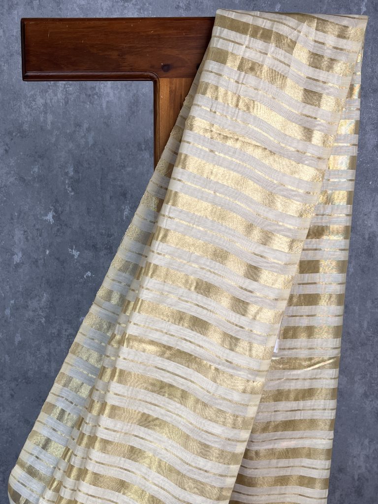 CHANDERI ZARI STRIPES BANARASI SAREE - Image 2