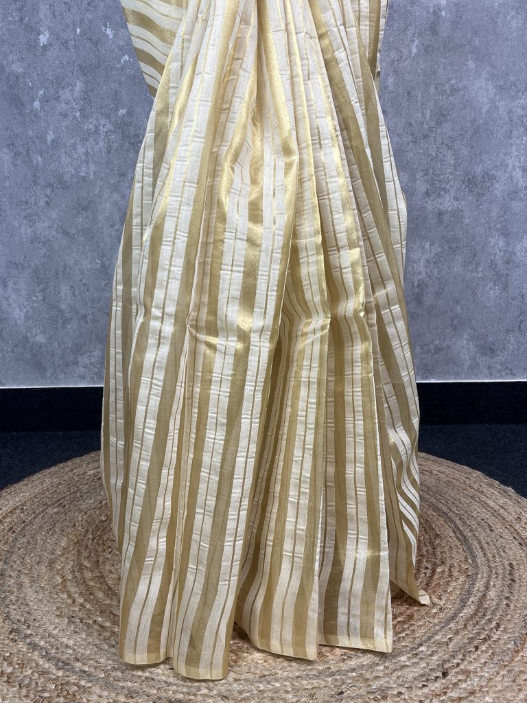 CHANDERI ZARI STRIPES BANARASI SAREE - Image 3