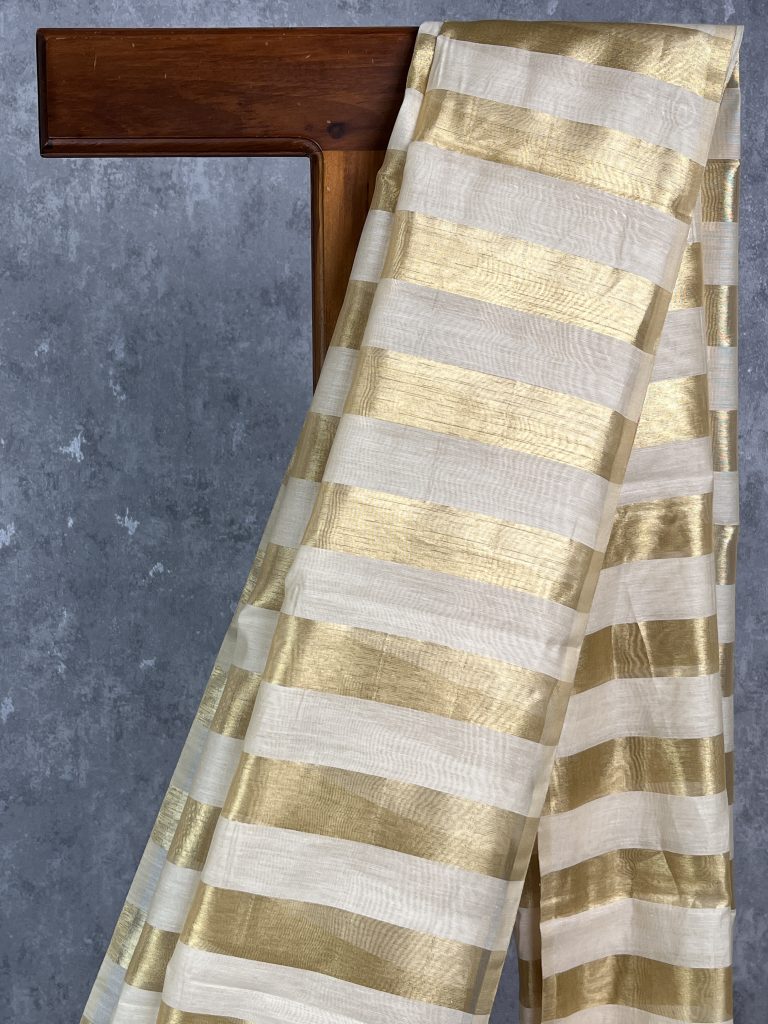 CHANDERI ZARI STRIPES BANARASI SAREE - Image 2