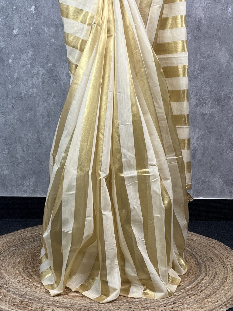 CHANDERI ZARI STRIPES BANARASI SAREE - Image 3