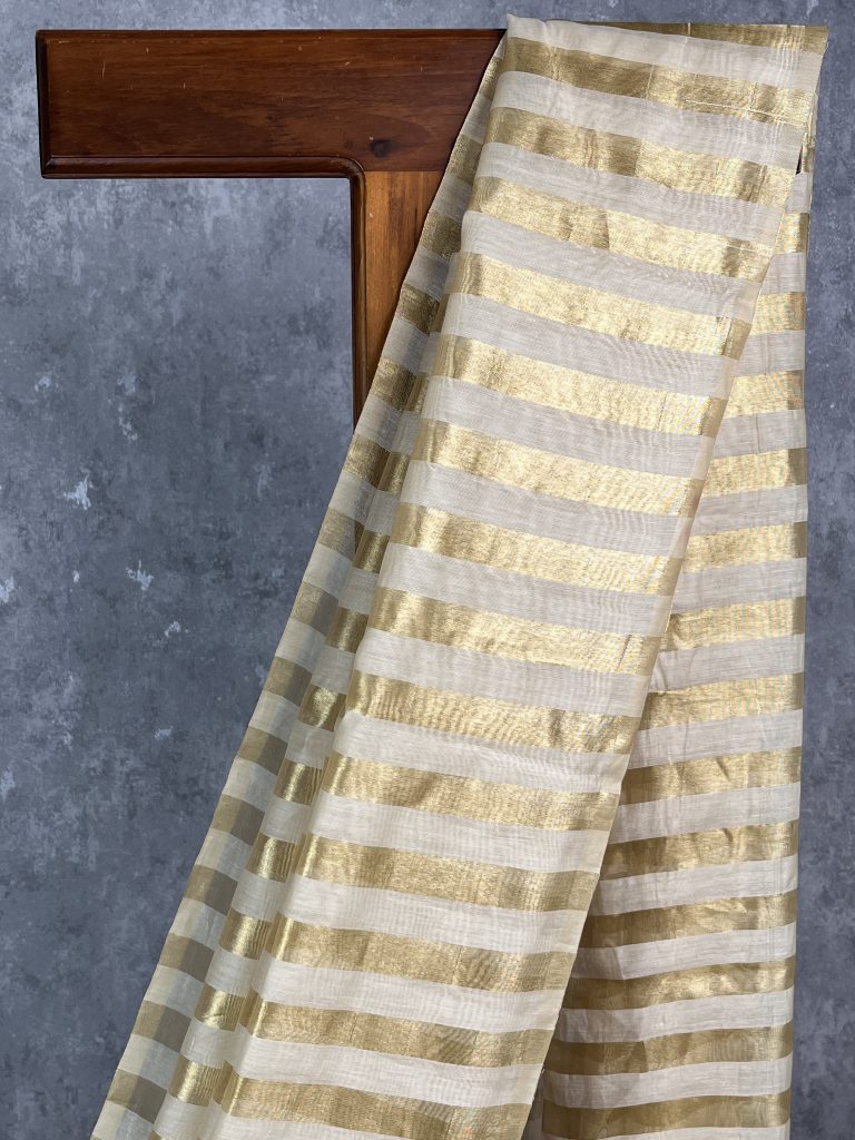 CHANDERI ZARI STRIPES BANARASI SAREE - Image 2