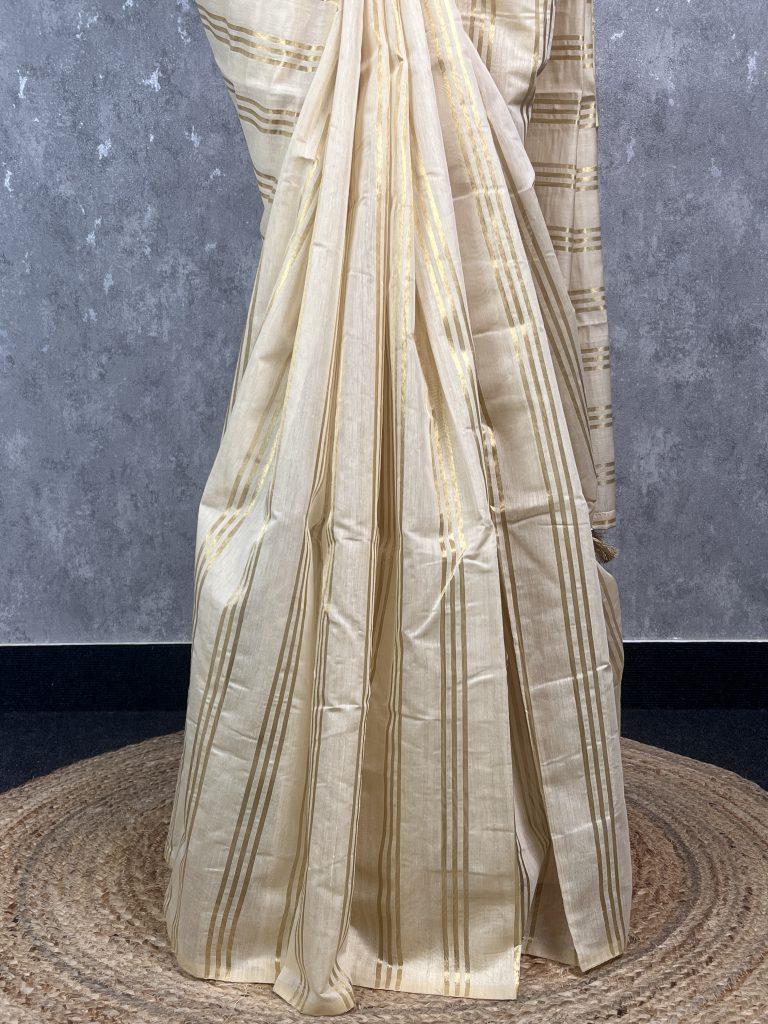 CHANDERI ZARI STRIPES BANARASI SAREE - Image 3