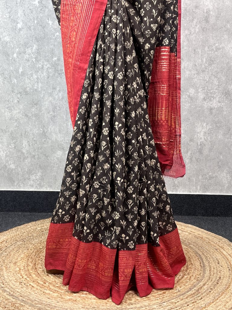 SEMI LINEN PRINTED SAREE - Image 3