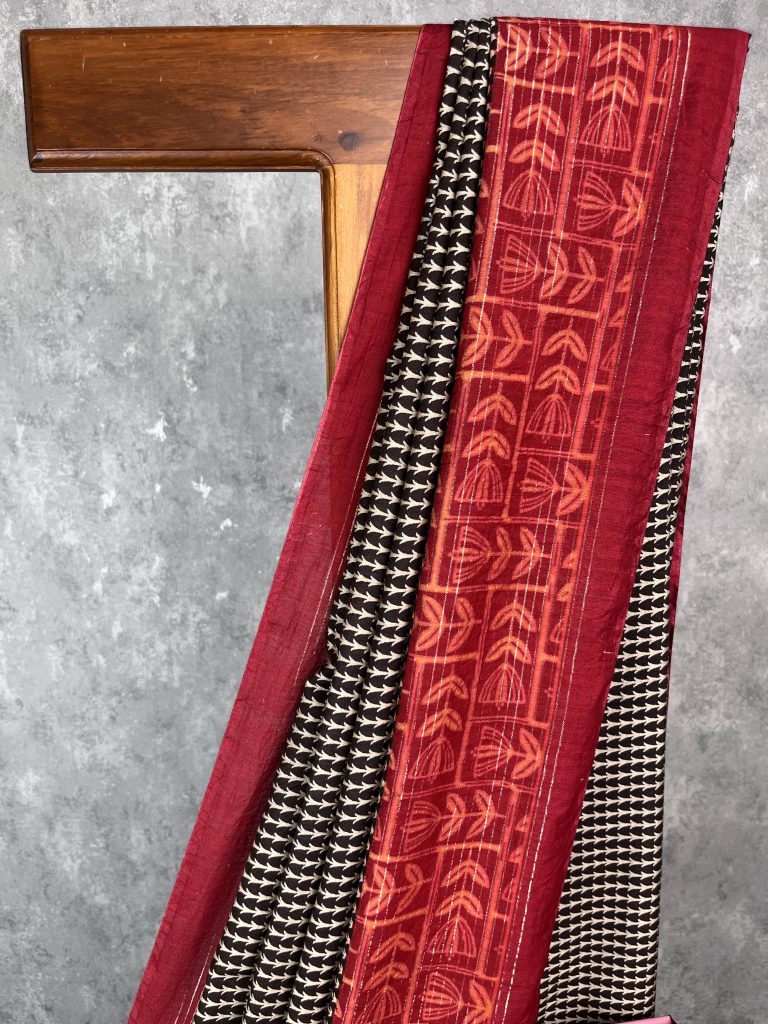 SEMI LINEN PRINTED SAREE - Image 2