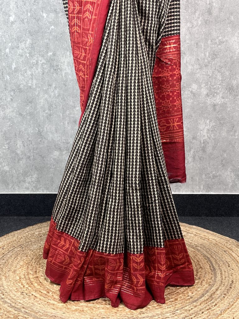 SEMI LINEN PRINTED SAREE - Image 3