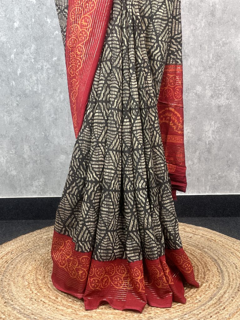 SEMI LINEN PRINTED SAREE - Image 3
