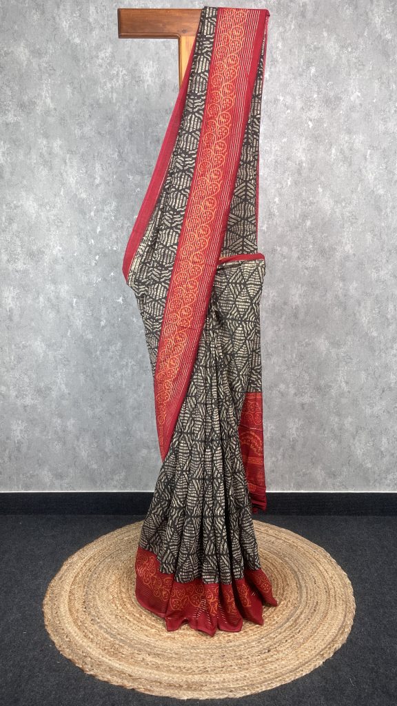 SEMI LINEN PRINTED SAREE