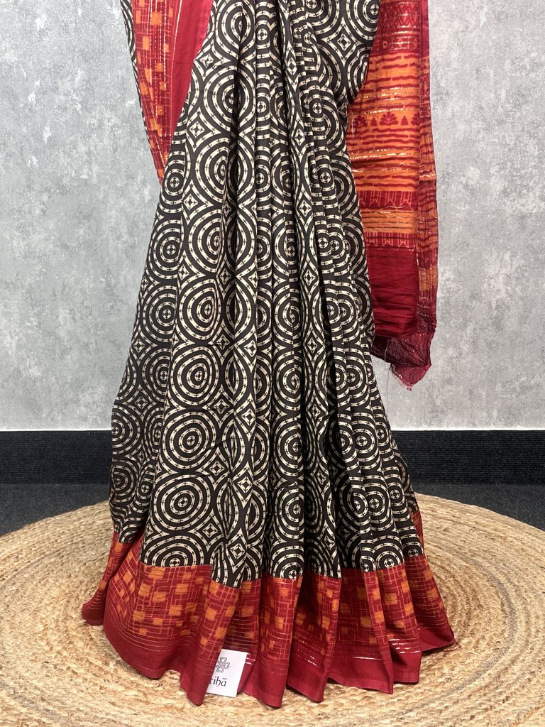 SEMI LINEN PRINTED SAREE - Image 3