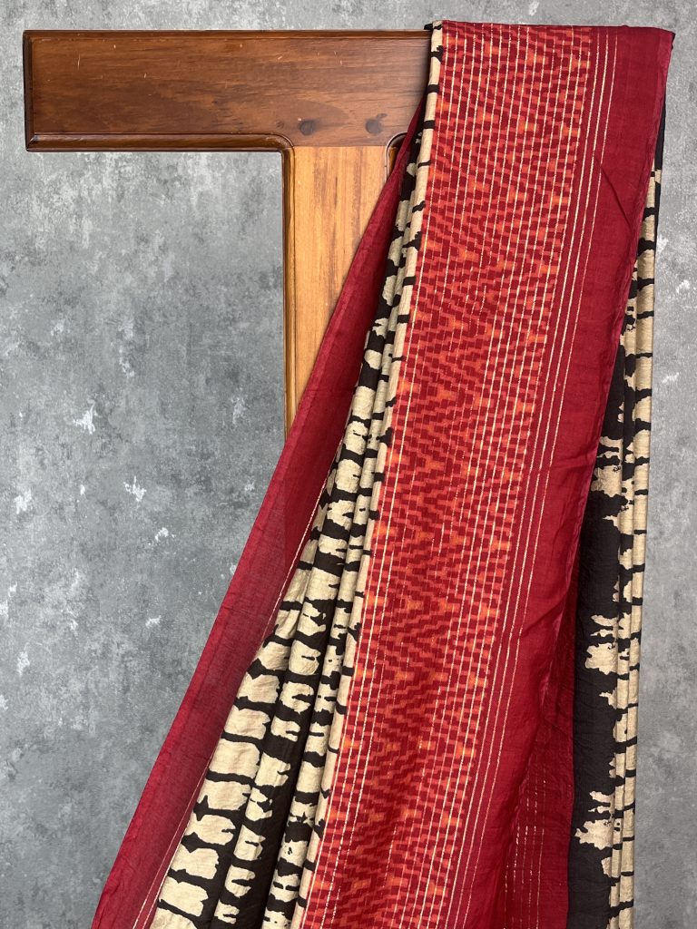 SEMI LINEN PRINTED SAREE - Image 2