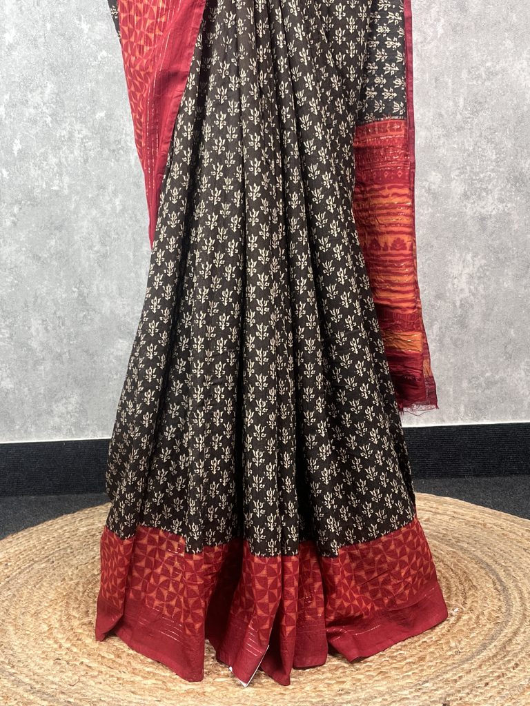 SEMI LINEN PRINTED SAREE - Image 3