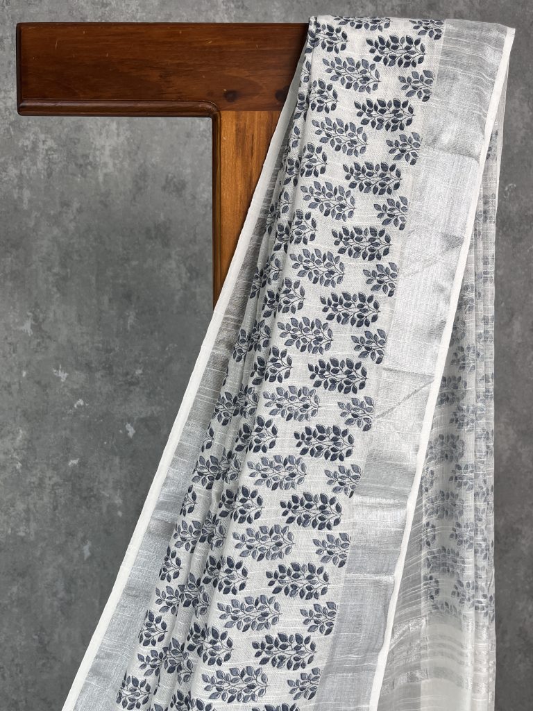SEMI LINEN PRINTED SAREE - Image 2