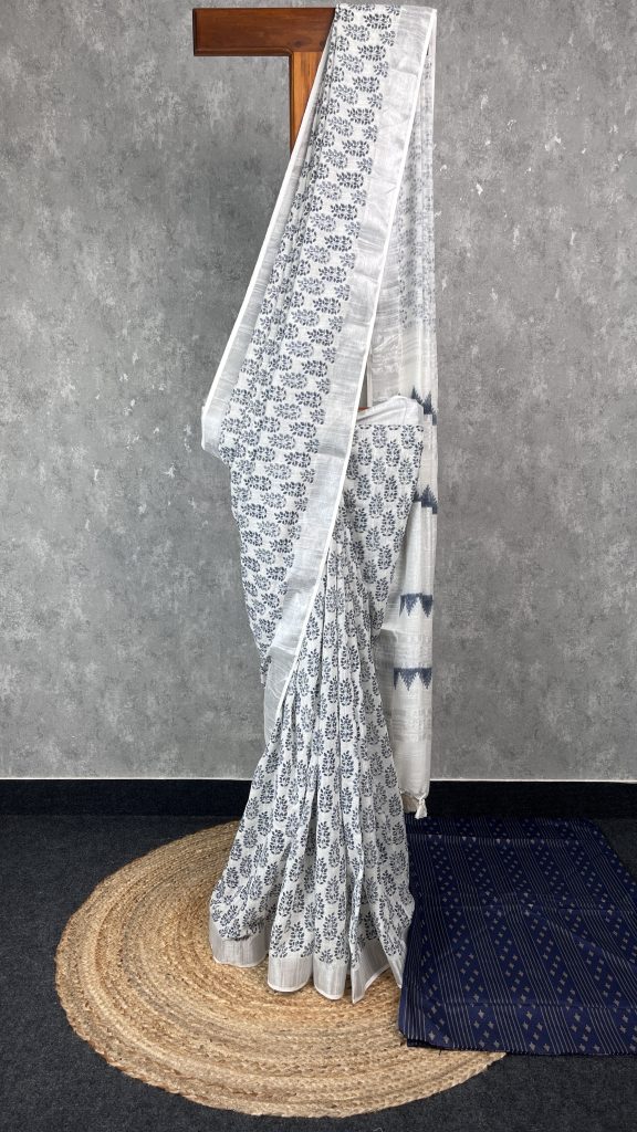 SEMI LINEN PRINTED SAREE
