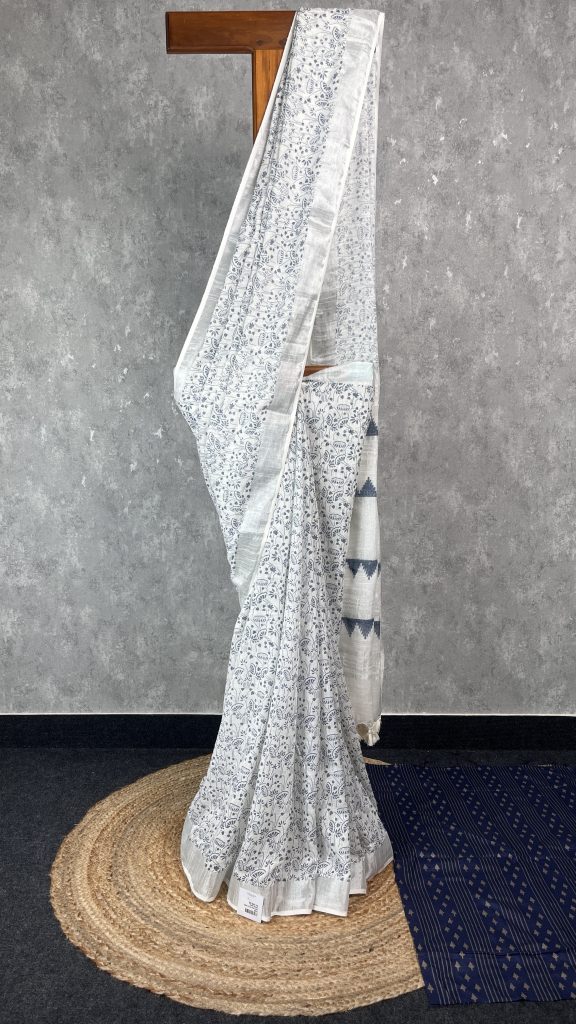 SEMI LINEN PRINTED SAREE