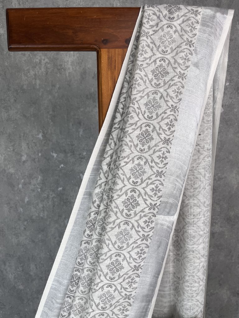 SEMI LINEN PRINTED SAREE - Image 2