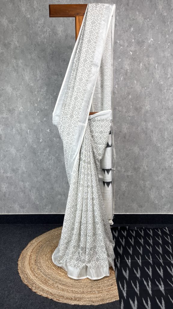 SEMI LINEN PRINTED SAREE