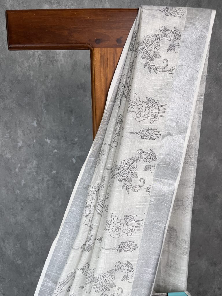 SEMI LINEN PRINTED SAREE - Image 2