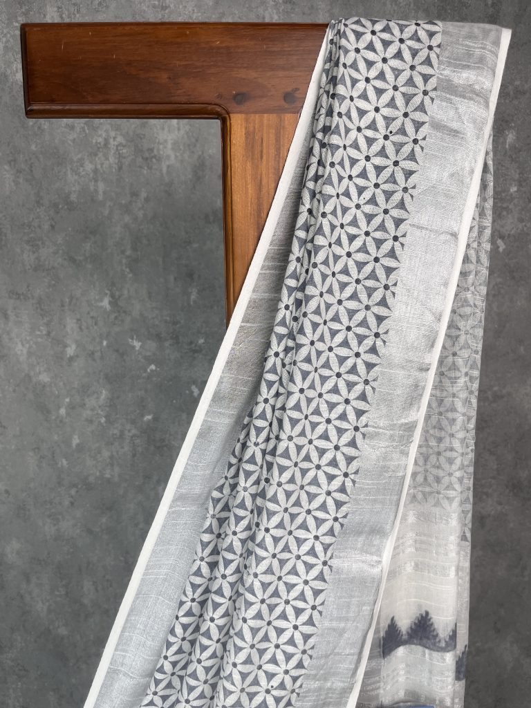 SEMI LINEN PRINTED SAREE - Image 2