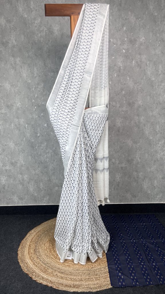 SEMI LINEN PRINTED SAREE