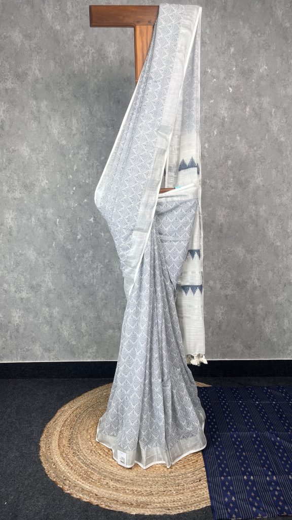 SEMI LINEN PRINTED SAREE
