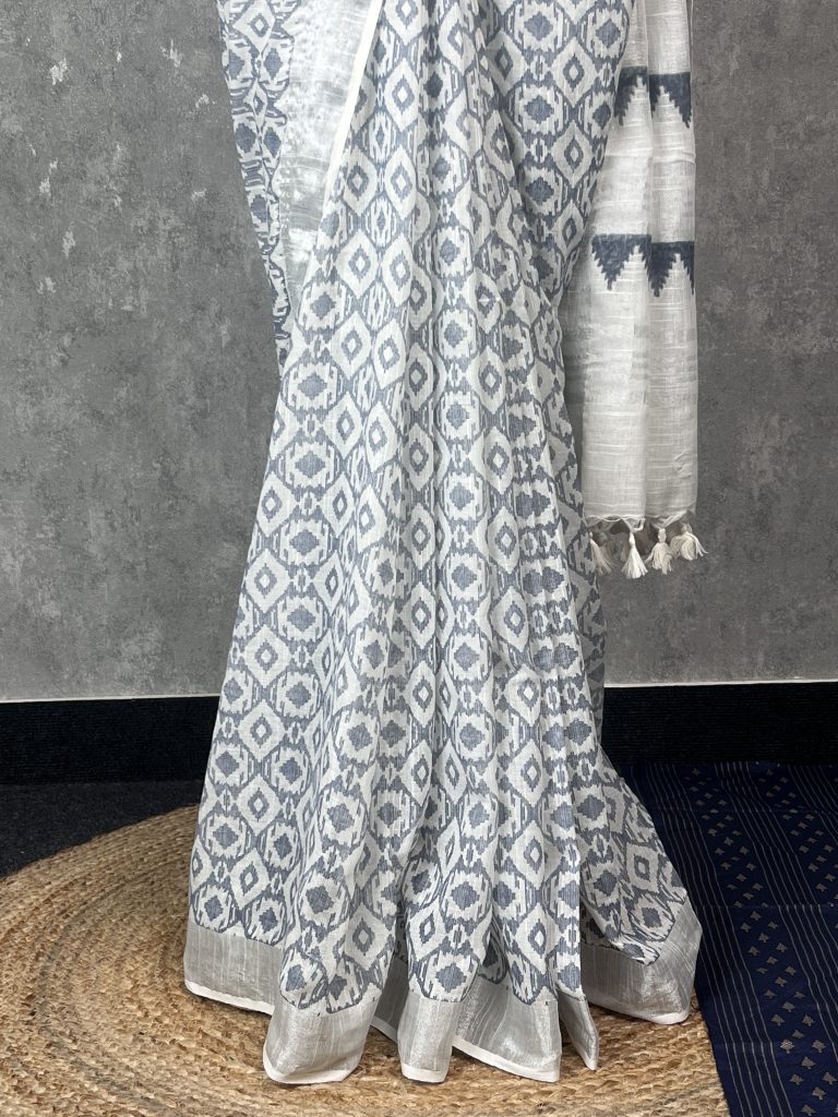 SEMI LINEN PRINTED SAREE - Image 3