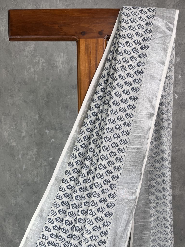 SEMI LINEN PRINTED SAREE - Image 2