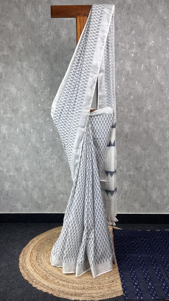 SEMI LINEN PRINTED SAREE