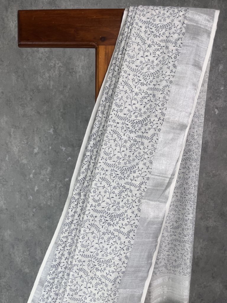 SEMI LINEN PRINTED SAREE - Image 2