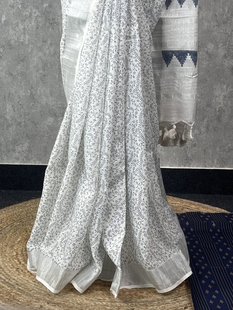 SEMI LINEN PRINTED SAREE - Image 3