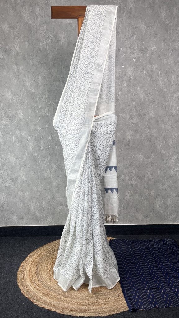 SEMI LINEN PRINTED SAREE
