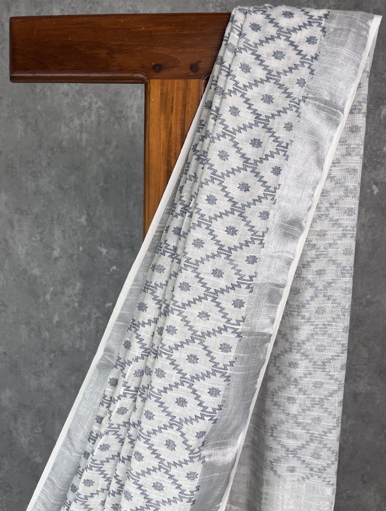 SEMI LINEN PRINTED SAREE - Image 2