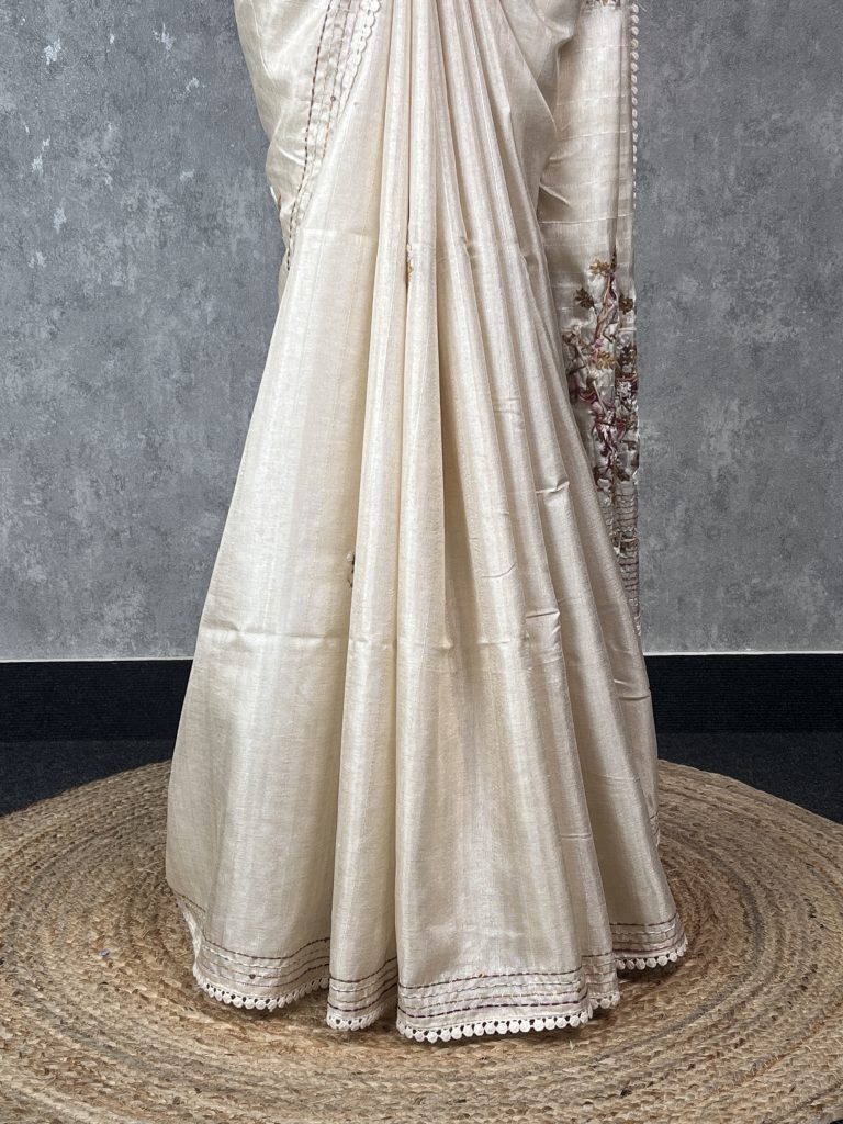SEMI TUSSAR EMBROIDERY SAREE - Image 3