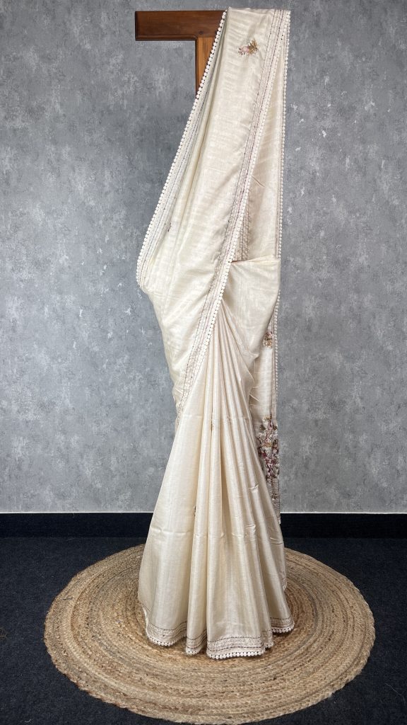 SEMI TUSSAR EMBROIDERY SAREE