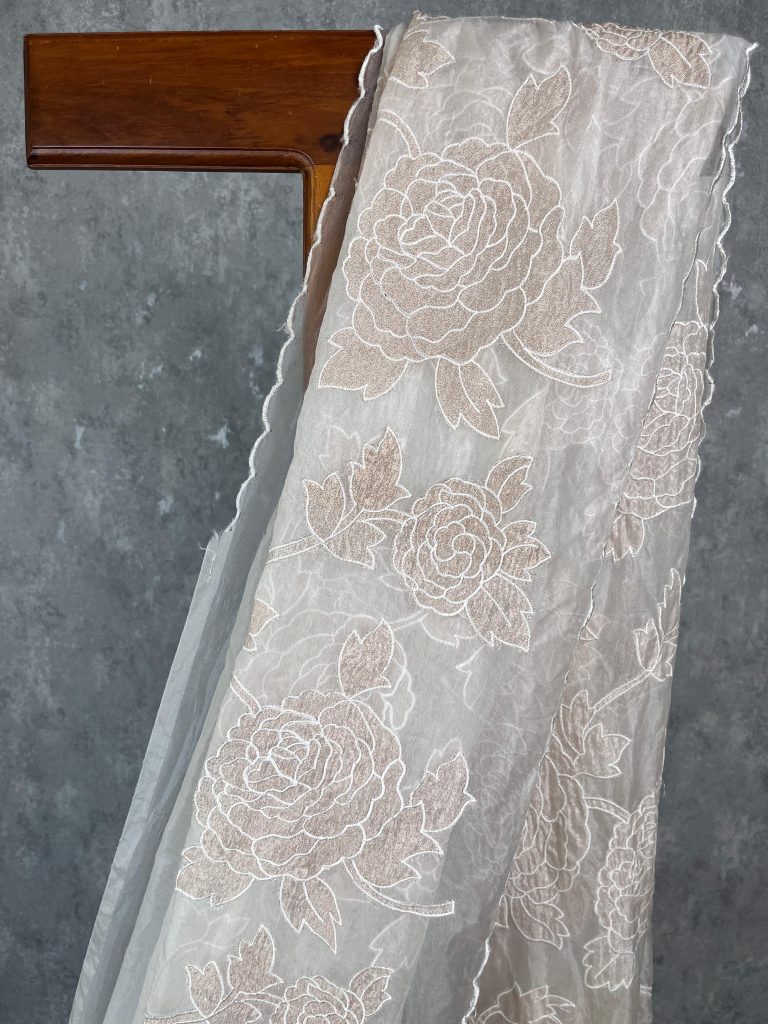 SEMI ORGANZA TISSUE  APPLIQUE SAREE - Image 2