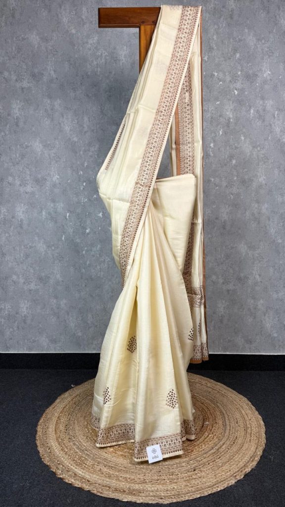 SEMI TUSSAR EMBROIDERY SAREE