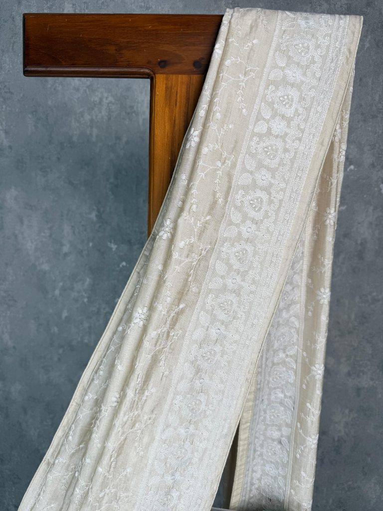 SEMI TUSSAR EMBROIDERY SAREE - Image 2