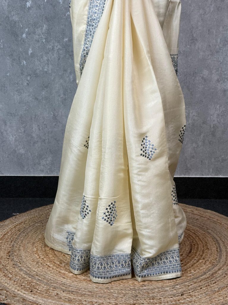 SEMI TUSSAR EMBROIDERY SAREE - Image 3