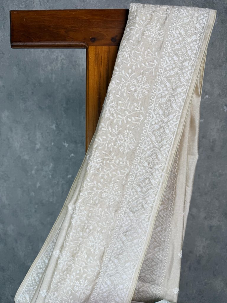 SEMI TUSSAR EMBROIDERY SAREE - Image 2