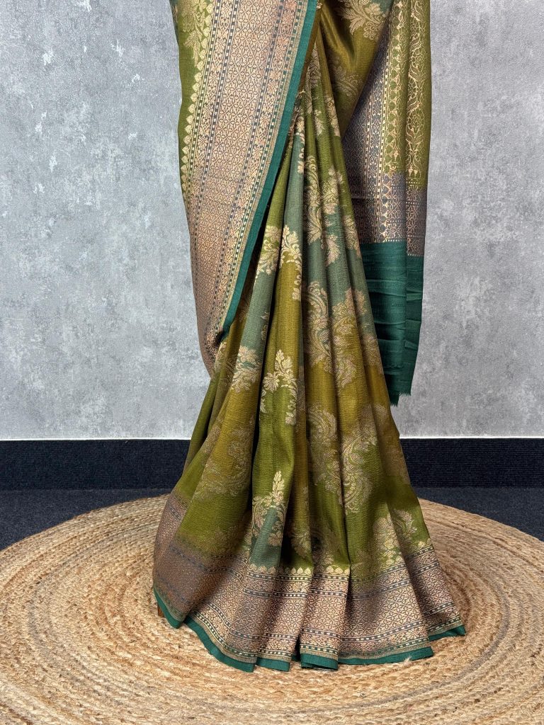 TUSSAR GEORGETTE HAND DYE BANARASI SAREE - Image 3