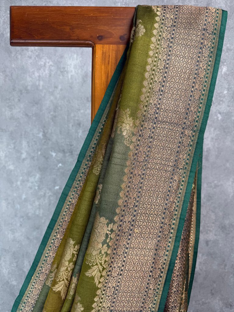 TUSSAR GEORGETTE HAND DYE BANARASI SAREE - Image 2