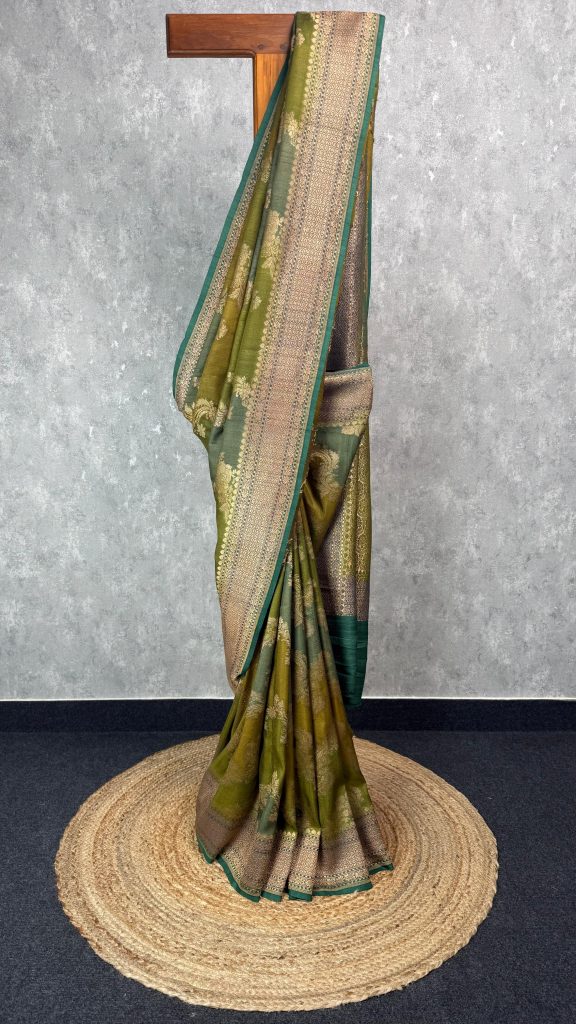 TUSSAR GEORGETTE HAND DYE BANARASI SAREE