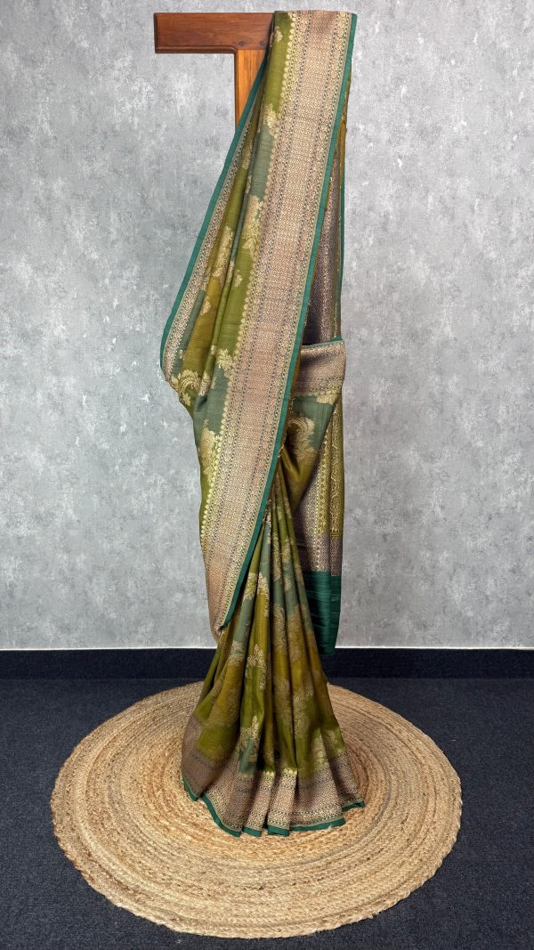 TUSSAR GEORGETTE HAND DYE BANARASI SAREE