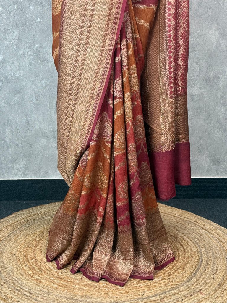TUSSAR GEORGETTE HAND DYE BANARASI SAREE - Image 3