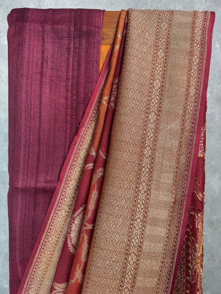 TUSSAR GEORGETTE HAND DYE BANARASI SAREE - Image 2