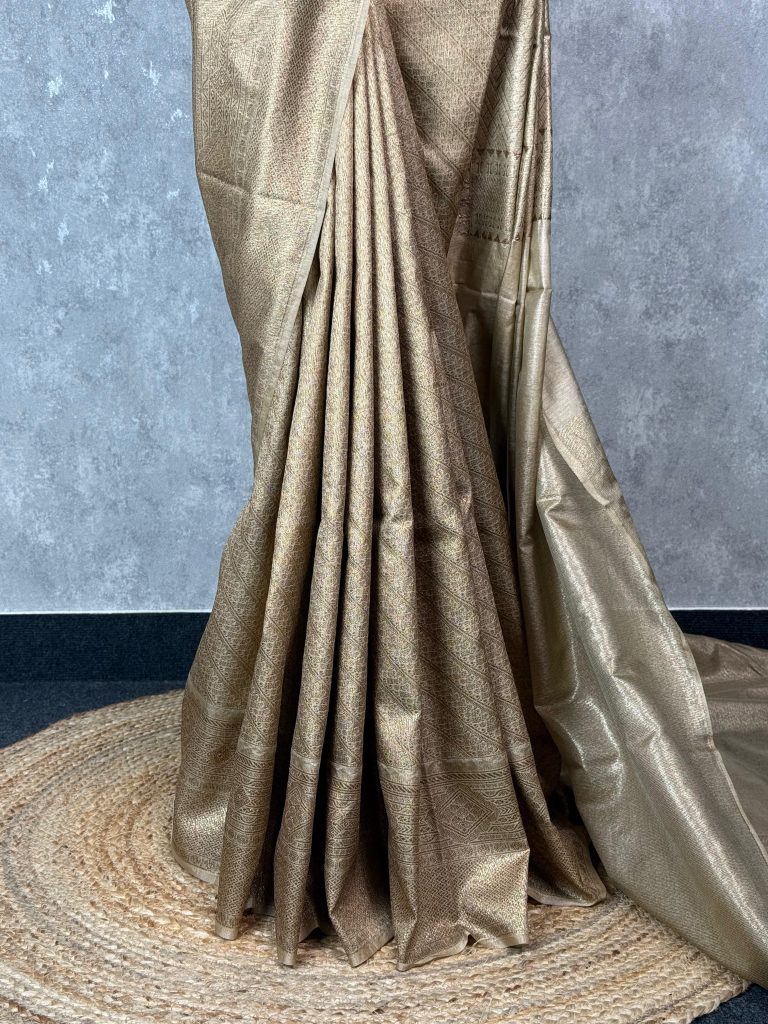SEMI CHANDERI BROCADE BANARASI SAREE - Image 3