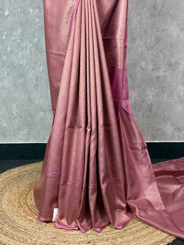 SEMI CHANDERI BROCADE BANARASI SAREE - Image 3